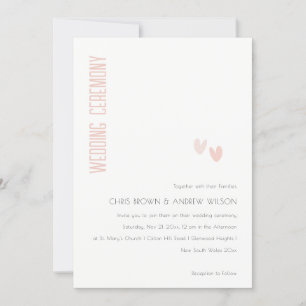 Invitation Minimal Élégant Pastel Dusky Pink Hearts Mariage
