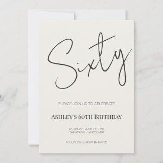 Invitation Minimal Elegant Sixty 60th Birthday Celebration 