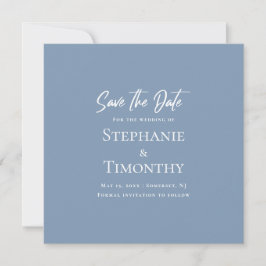 Invitation Minimal Enregistrer La Date QR Code Dusty Blue Mar