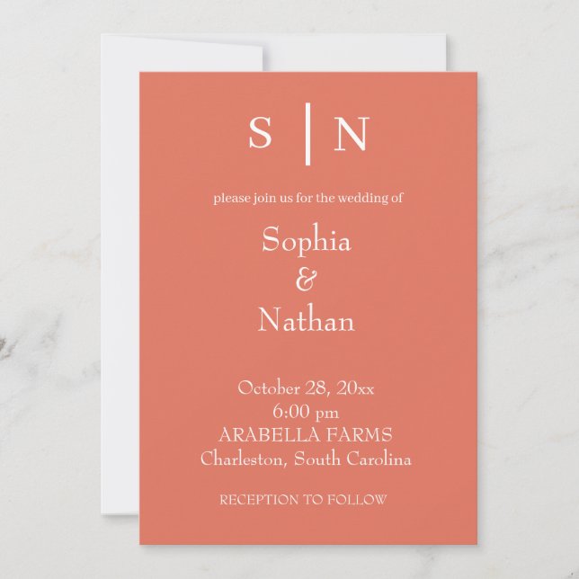 Invitation Minimal et chic | Mariage en terre cuite (Devant)