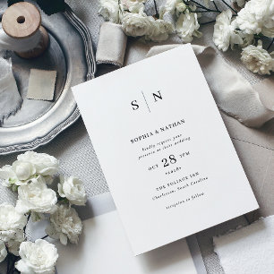 Invitation Minimal et chic   Mariage noir et blanc