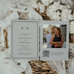 Invitation Minimal et chic   Photo du code QR de la partie En