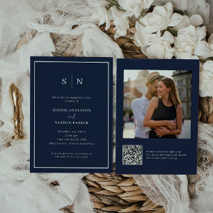 Invitation Minimal et chic   Photo du code QR de la partie En