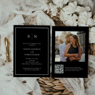Invitation Minimal et chic   Photo du code QR de la partie En