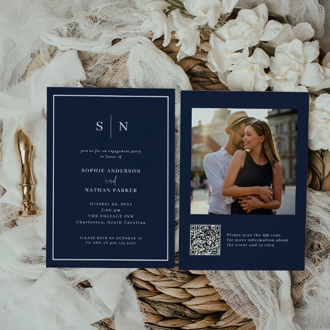 Invitation Minimal et chic | Photo du code QR de la partie En (Créateur téléchargé)