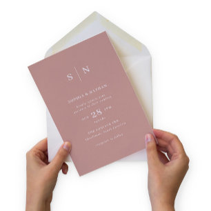Invitation Minimal et chic Terracotta et Mariage blanc