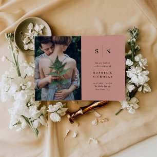 Invitation Minimal et chic   Terracotta et Mariage noir
