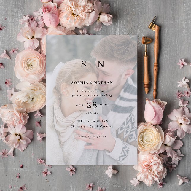 Invitation Minimal et chic | Votre photo avec Mariage superpo (Créateur téléchargé)