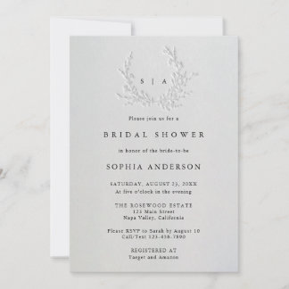 Invitation Minimal Faux Blind Deboss Cotton Bridal Shower