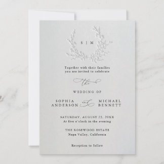 Invitation Minimal Faux Blind Deboss Cotton Wedding