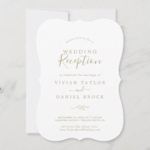 Invitation Minimal Feuille   Réception de Mariage en Or