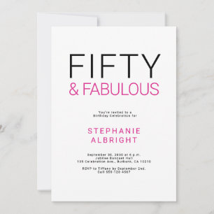 Invitation Minimal Fifty et Merveilleux 50e Anniversaire