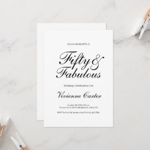 Invitation Minimal Fifty et Merveilleux 50e Anniversaire