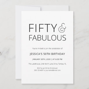 Invitation Minimal Fifty et Merveilleux 50e Anniversaire