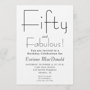 Invitation Minimal Fifty et Merveilleux 50e Anniversaire