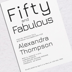 Invitation Minimal Fifty et Merveilleux 50e Anniversaire