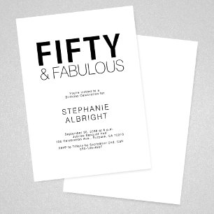 Invitation Minimal Fifty et Merveilleux 50e Anniversaire