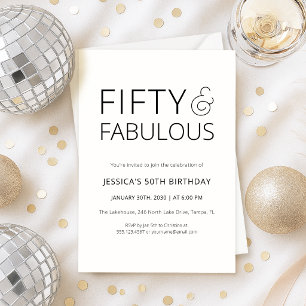 Invitation Minimal Fifty et Merveilleux 50e Anniversaire