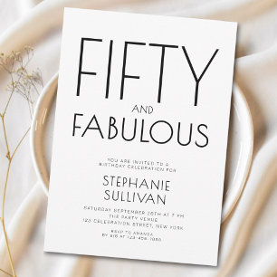 Invitation Minimal Fifty et Merveilleux 50e Anniversaire