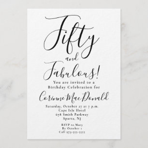 Invitation Minimal Fifty et Merveilleux 50e Anniversaire