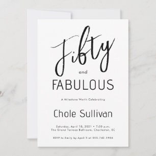 Invitation Minimal Fifty et Merveilleux Fête d'anniversaire d
