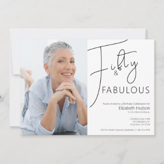 Invitation Minimal Fifty & Fabulous Photo 50e Anniversaire