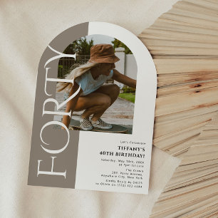 Invitation Minimal FORTY Arch Photo 40e Anniversaire