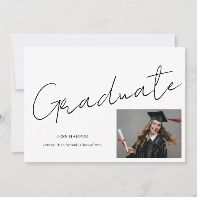 Invitation Minimal Graduate Photo High School Graduation (Devant)