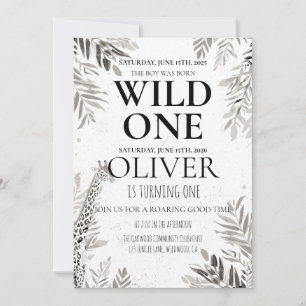 Invitation Minimal Jungle Wild One 1er Anniversaire Verdure