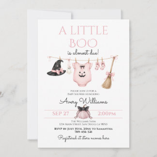 Invitation Minimal Little Boo Halloween Rose Baby Shower