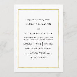 Invitation Minimal moderne | Faux Gold Border Mariage