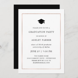Invitation Minimal moderne | Faux Rose Gold Border Grad Party