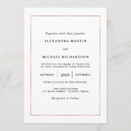 Invitation Minimal moderne | Faux Rose Gold Border Mariage