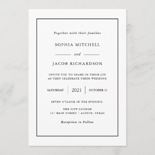 Invitation Minimal moderne  Mariage de bordure couleur modifi