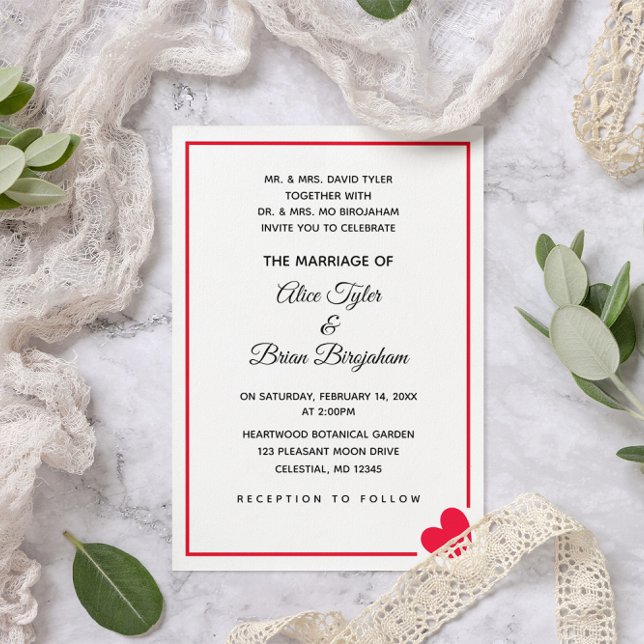 Invitation Minimal moderne Red Heart Valentine Mariage (Créateur téléchargé)