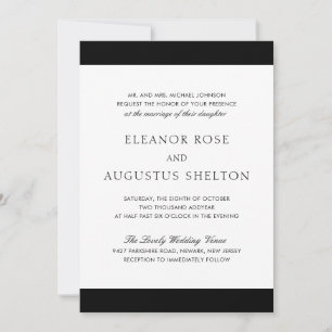Invitation Minimal noir blanc classique élégant Mariage moder