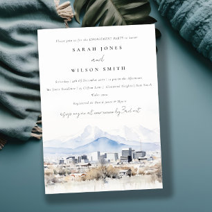 Invitation Minimal Salt Lake City Utah Watercolor Fiançailles