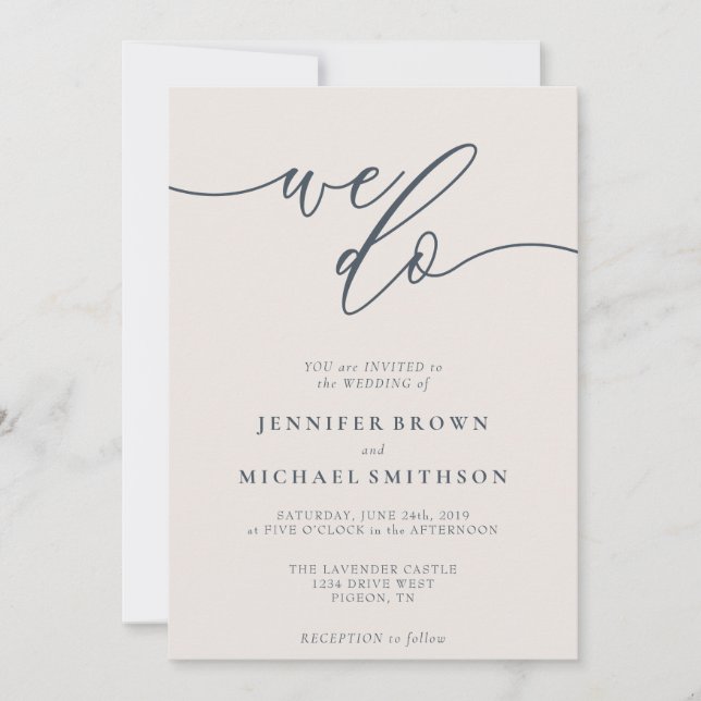 Invitation Minimal Simple Nous faisons Mariage Annonce Marine (Devant)