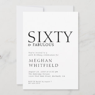 Invitation Minimal Soixante et Merveilleux 60e Anniversaire