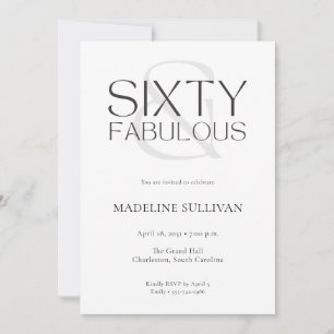 Invitation Minimal Soixante et Merveilleux 60e Fête d'anniver