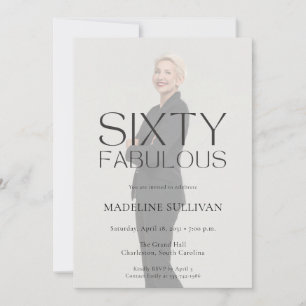 Invitation Minimal Soixante Fantastique 60e Photo Fête d'anni