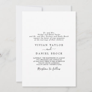 Invitation Minimal traditionnel Les deux parents accueillent 