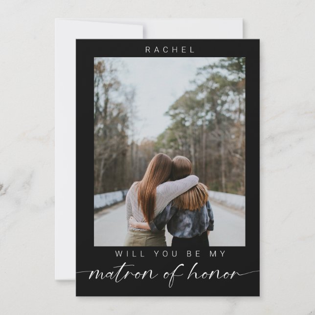 Invitation Minimal Will you be my Matron of Honor Photo Chic  (Devant)