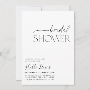 Invitation minimale à la douche nuptiale noire bla