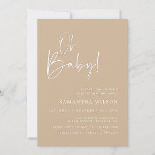 Invitation minimale de Baby shower beige