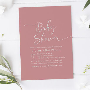 Invitation minimale de Baby shower de fille rose