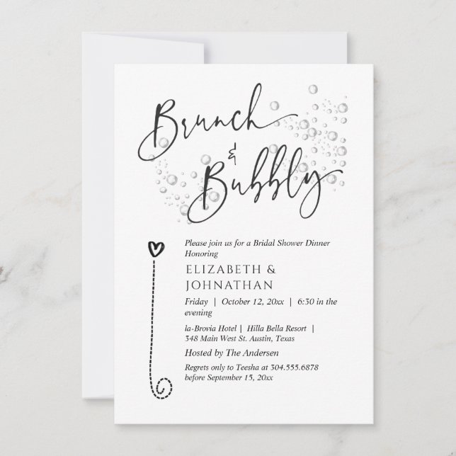 Invitation minimale de brunch et de bulles en écri (Devant)