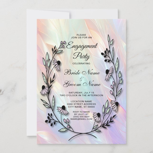 Invitation minimale de fiançailles florales (Devant)