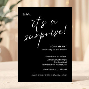 Invitation minimale élégante pour une fête surpris