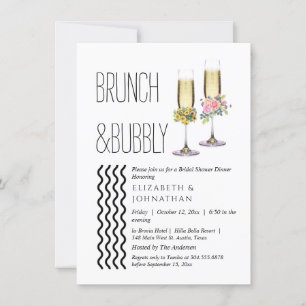 Invitation minimale florale pour brunch et bulles